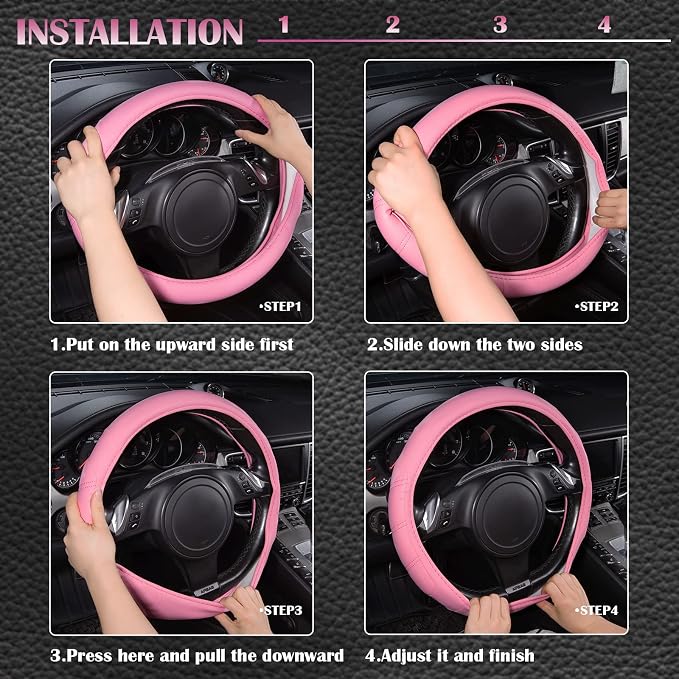 CAR PASS Line Rider Microfiber Leather Sporty 14.5-15 inch Car Steering Wheel - Image 6