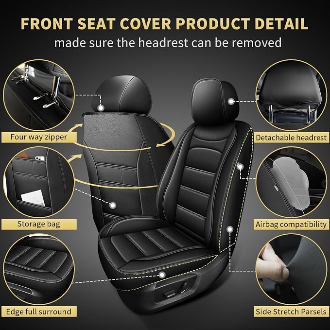 AOMSAZTO Ford Ranger Seat Covers: Front Seat Covers Custom Fit 2019 2020 2021 - Image 2