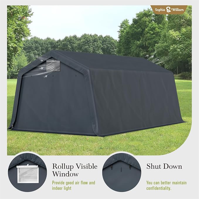Sophia & William Carport Storage Shed 13x22 ft Portable, Heavy Duty Car Port - Image 6
