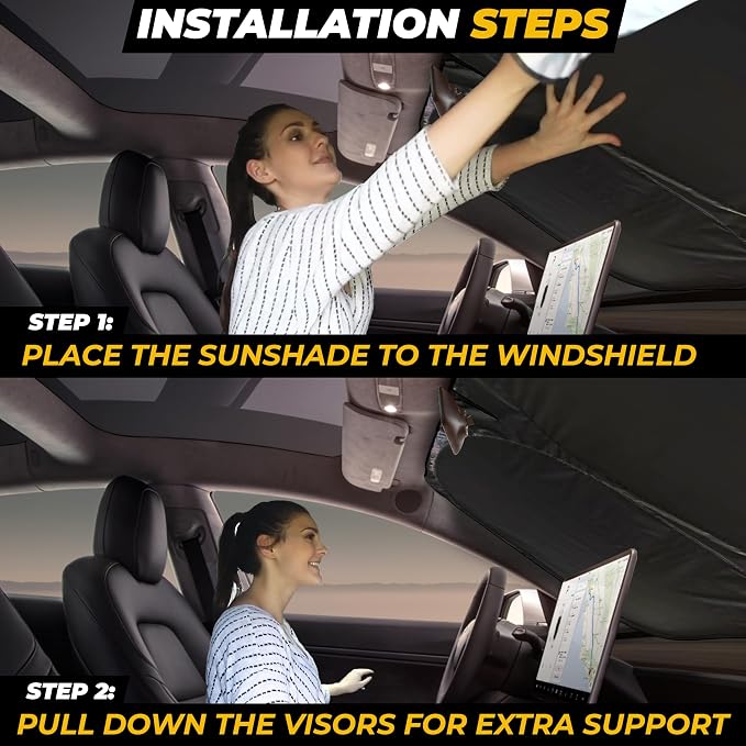 Tesla Windshield Sun Shade for Model – XX-Large 56" x 36", Foldable Front - Image 4