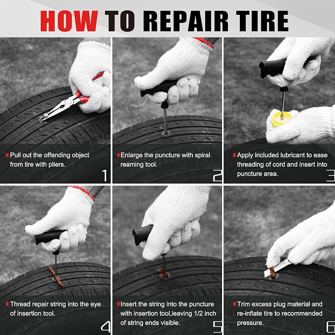 Economical Tire Repair Kit to Fix Punctures and Plug Flats, 10-Piece Value Pack - Image 6