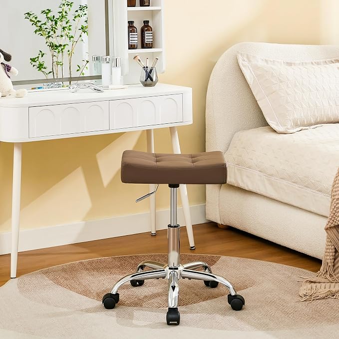 Vanity Stool with Wheels Faux Leather Nail Tattoo Vanity Massage Stool by FIRAVOE