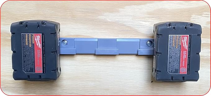Milwaukee M18 Battery Holder | 4x 18V Battery Storage | Wall Mount | Grey ABS | - Image 4