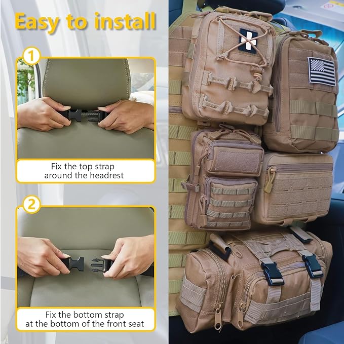 Universal Tactical Seat ​Back Organizer Vehicle Molle Panel Organizer Storage - Image 3