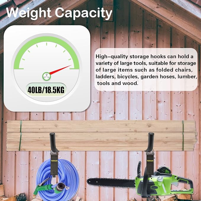 6 Set Garage Wall Mounts, 9 Large Wall J Hooks - Image 7
