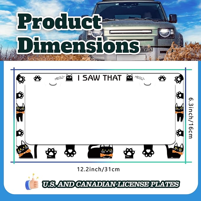Cat License Plate Frame I Saw That Cat License Plate Holder Paw Animal - Image 3