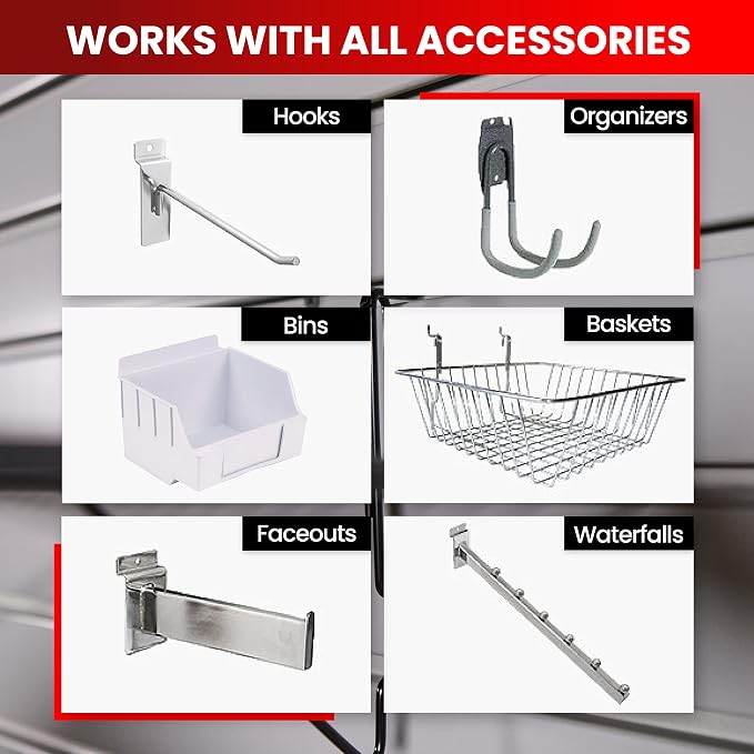 DLDIRECT Slatwall Panel Garage Wall Organizer: Heavy Duty Wall Mounted PVC Rack - Image 5