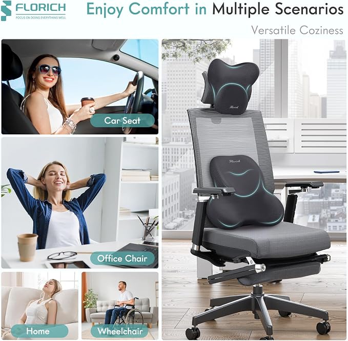 FLORICH Car Lumbar Support Pillow and Neck Headrest Pillow - Image 6