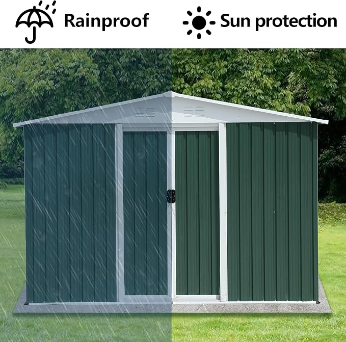 6x8 FT Outdoor Storage Shed, Metal Garden Shed - Image 5