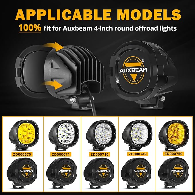 Auxbeam 4 inch LED Pod Covers, Light Bar Lens Covers Waterproof Dustproof - Image 2