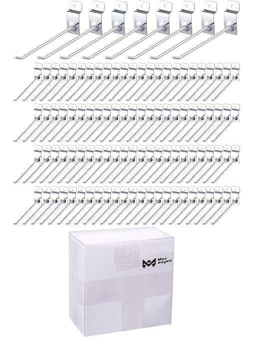 Moxweyeni 100 Pcs Heavy Duty Slatwall Panel Hooks Hanging Metal Slat Wall - Image 8