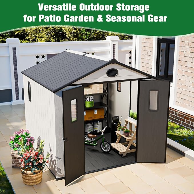 EAGLE PEAK 8x8 Resin Outdoor Storage Shed, Weatherproof Garden Shed - Image 5