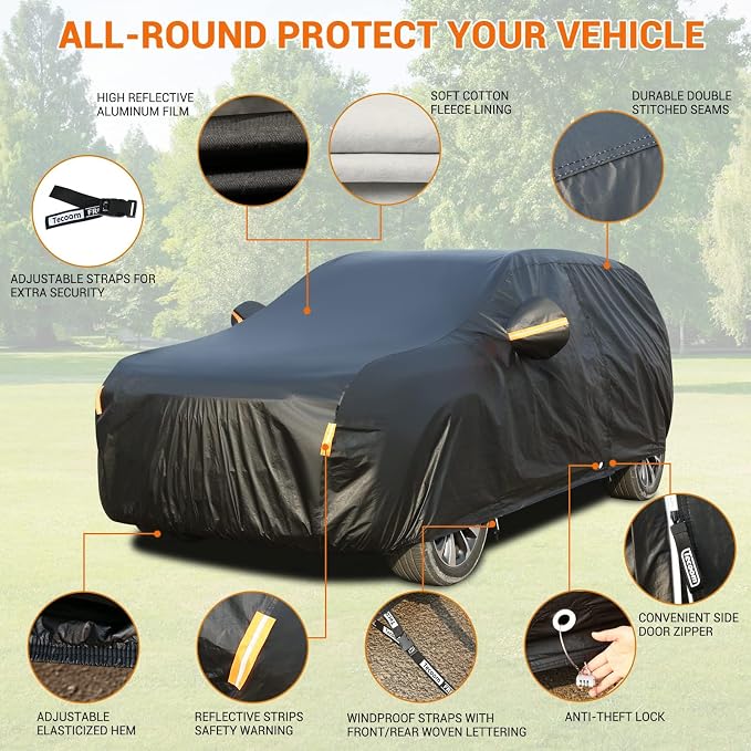 Tecoom Car Cover Waterproof All Weather, Thick Fleece Lining Car Covers - Image 3