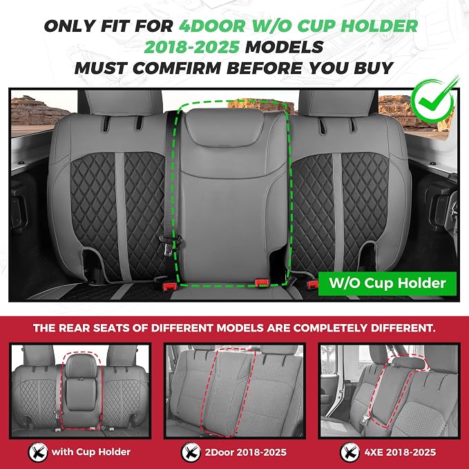 for Jeep Wrangler Seat Covers 4Door JL 2018 2019 2020 2021 2022 2023 2024 2025 - Image 2