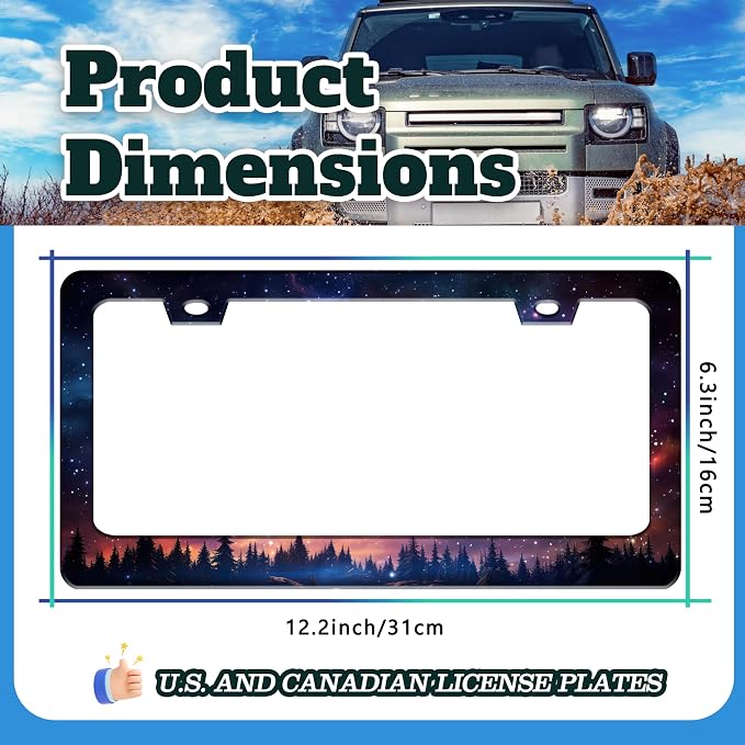 Starry Sky Galaxy License Plate Frame Beautiful Night Forest Funny License - Image 3