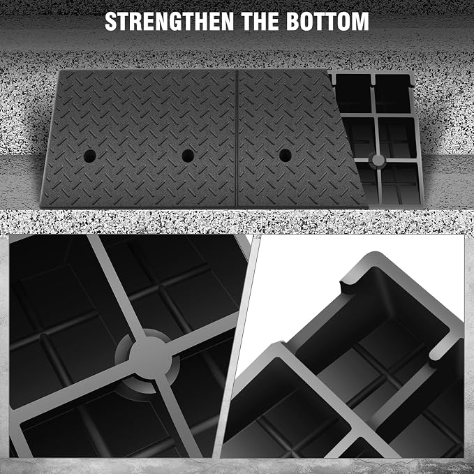 DNA MOTORING 1pcs 5.7" Rise Rubber Curb Ramp Heavy Duty Loading Driveway Ramp - Image 7