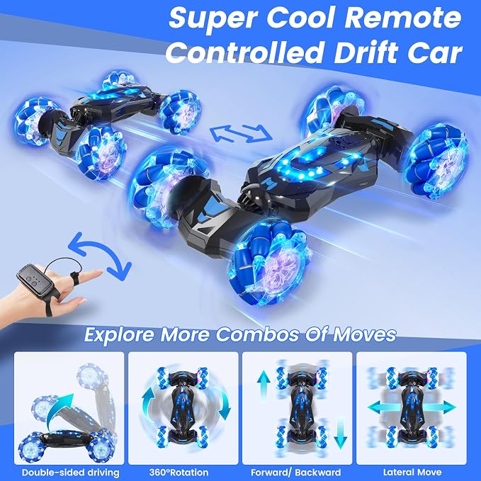 Gesture Sensing RC Stunt Car, 4WD Drift Hand Controlled 360° Flips Trick Car - Image 4