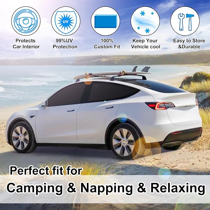 TINGLU Window Shades for Tesla Model Y 2020-2024 Accessories Car Side Full - Image 6