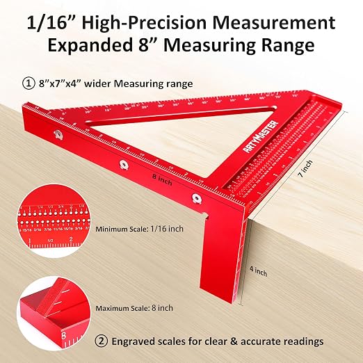 8 inch 3D Multi-Angle Measuring Square Ruler, WT103B High Precision Hole - Image 4