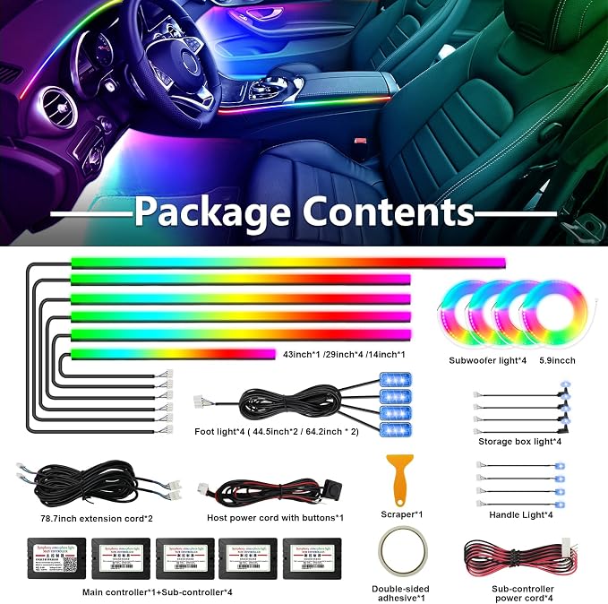 WEBUPAR Dreamcolor Acrylic Car Interior Led Kit, Car Accessories 22 in 1 RGB - Image 5