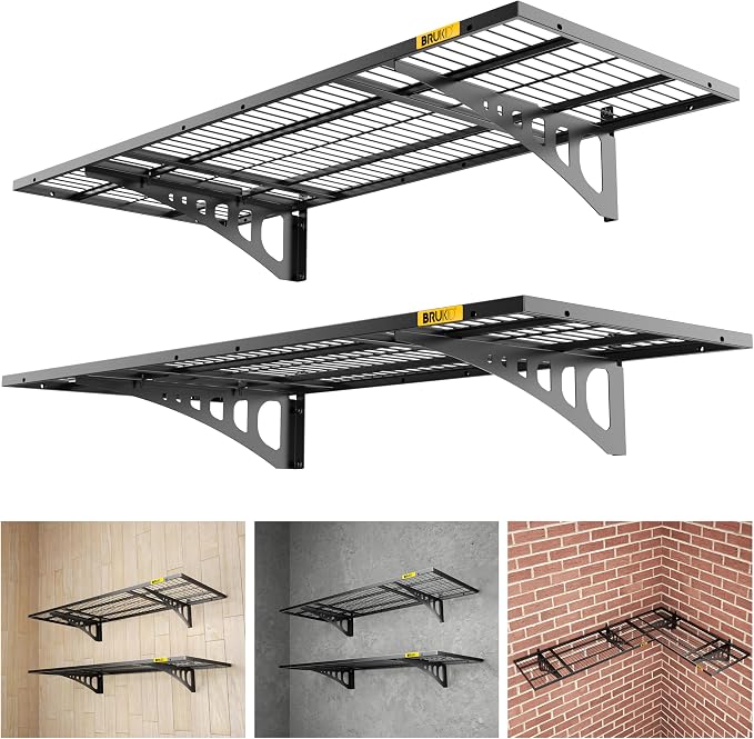 1.64x4ft Adjustable Rail Wall Garage Storage Shelf, by Unknown