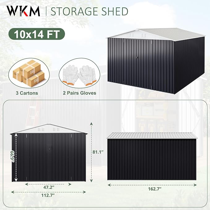 WKM 10x14 Outdoor Storage Shed, Garden Shed - Image 3