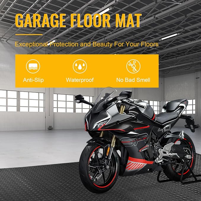 4x6 FT Garage Floor Mat, 2.8mm Thickened Flooring Roll Diamond Plate PVC Rubber - Image 4