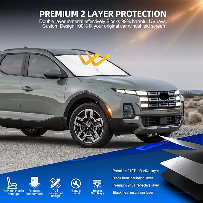 Windshield Sun Shade for H-yund-ai Santa Cruz 2022-2025 Foldable Sunshade - Image 3