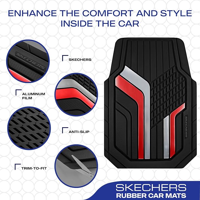 Skechers Heavy Duty Rubber Car Floor Mats, Dual Color Design Floor Mats - Image 4