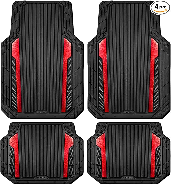 CAR PASS Heavy Duty Rubber Car Mats Metallic S~L Size, Aluminum Film All by CARPASS