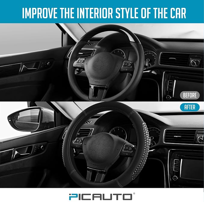 PIC AUTO Gel Particles Steering Wheel Cover, Universal Fit 14.5"-15.5" - Image 5