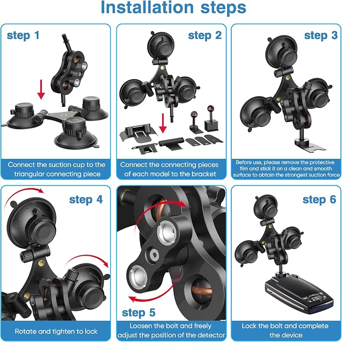 Radar Detector Mount, Triangular Suction Cup Mount, Windshield Radar Detector - Image 7