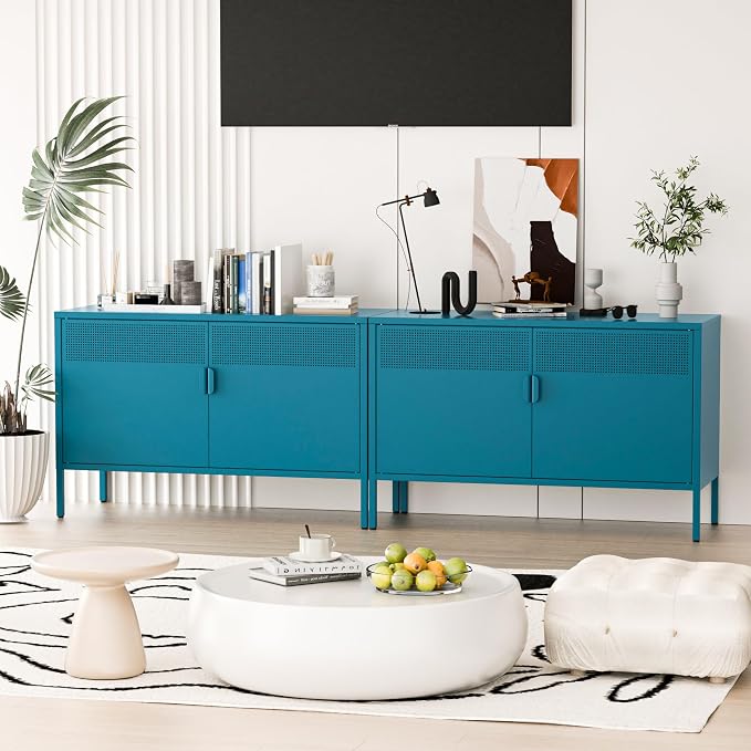 2 Door Storage Sideboard, Metal Storage Cabinet - Image 4