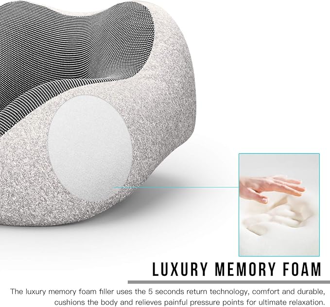 MLVOC Travel Pillow 100% Pure Memory Foam Neck Pillow, Comfortable & Breathable - Image 4