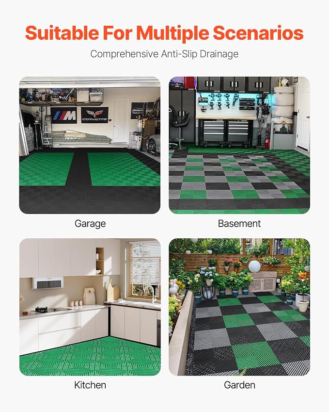 VEVOR Interlocking Drainage Mat, 12” x 12” Splicing Drainage Mats, Non-Slip - Image 7