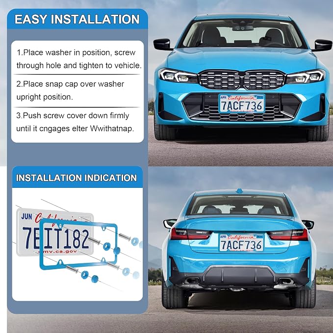LivTee 4 Holes Stainless Steel License Plate Frames, Automotive Exterior - Image 5