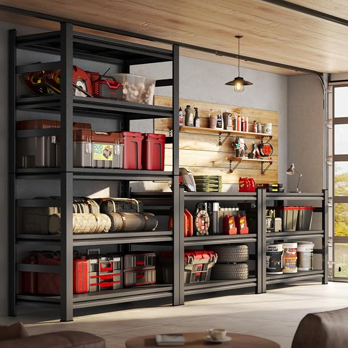 Garage Shelving Metal Storage Shelves 5-Tier Shelving Units Adjustable Storage - Image 2