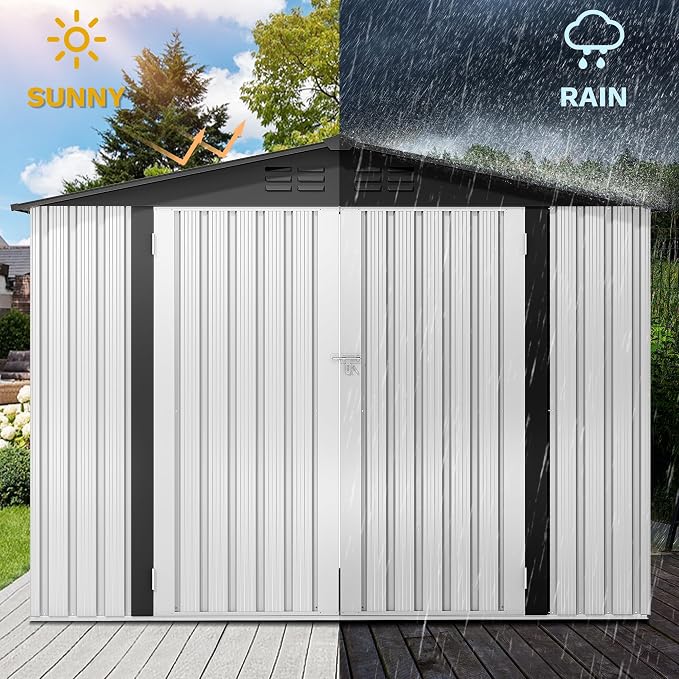 DWVO 8x6ft Metal Outdoor Storage Shed, Waterproof Tool Shed Heavy-Duty Storage - Image 4
