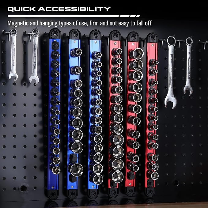 Magnetic Socket Holder Organizer Set: 6-Piece Detachable 1/4, 1/2 Socket Trays - Image 6