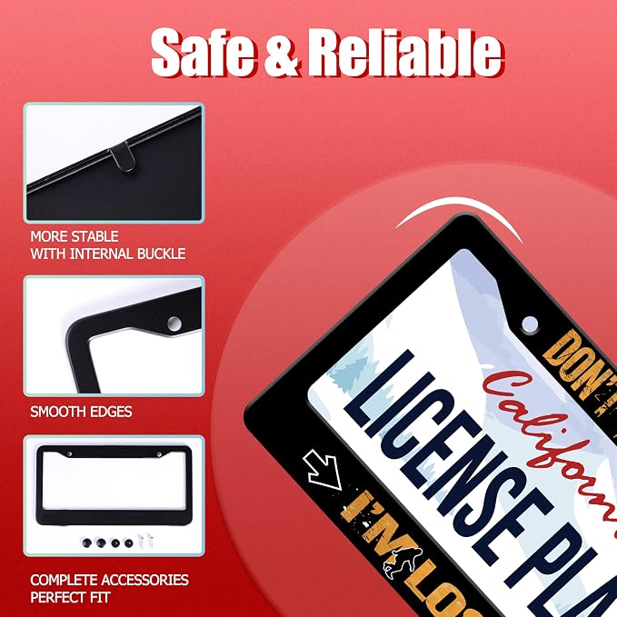 Personalized License Plate Frame Don't Follow Me I'm Lost Too Stainless Steel - Image 3