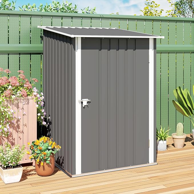 Outsunny 3.3' x 3.4' Outdoor Storage Shed, Metal Garden Tool House - Image 9