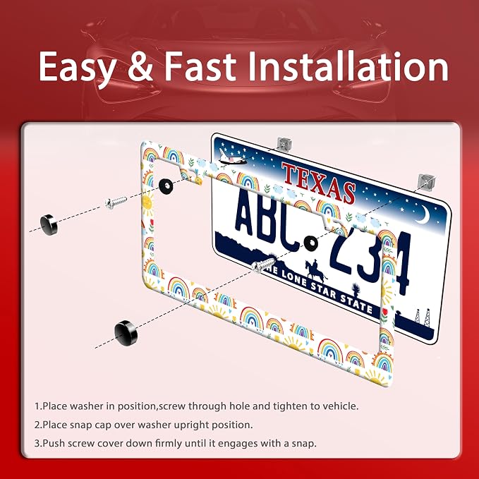Cute Rainbow License Plate Frame Personalized License Plate Frames Colorful - Image 3