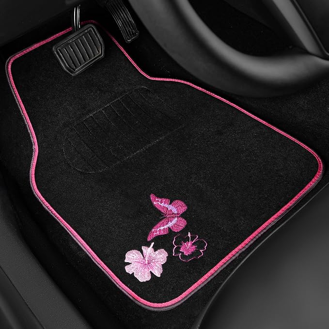 CAR PASS Embroidery Butterfly Steering Wheel Cover and Waterproof Car Floor Mats - Image 7