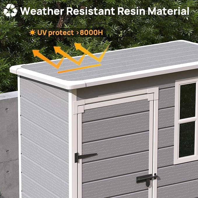 Resin Outdoor Storage Shed, 5x3FT Plastic Garden Shed - Image 5