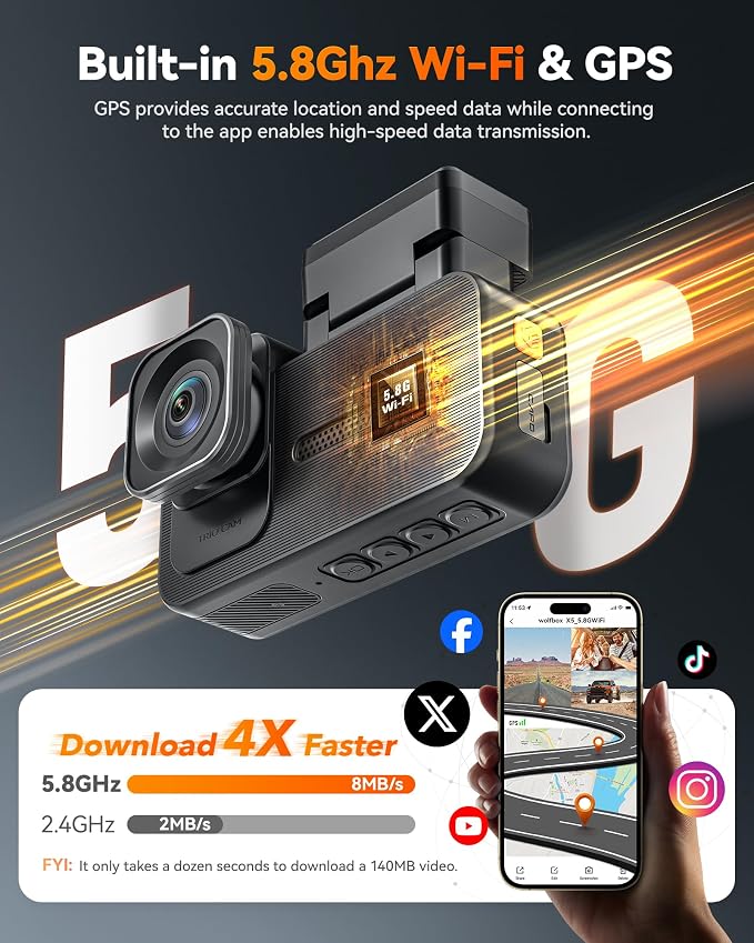 WOLFBOX X5 3 Channel 4K HDR Dash Cam, STARVIS 2 IMX678 Night Vision, - Image 6