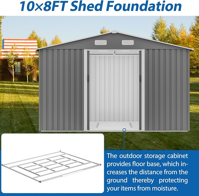 10X8 FT Outdoor Metal Storage Shed - Image 6