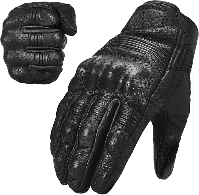 ILM Goatskin Leather Motorcycle Motorbike Powersports Racing Gloves Touchscreen by ILM