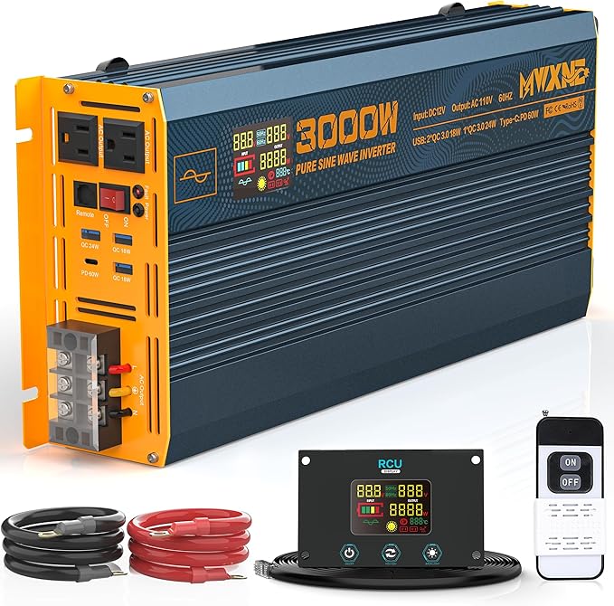 3000W Pure Sine Wave Power Inverter DC 12V to 110V 120V by MWXNE