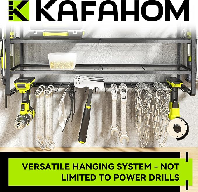 KAFAHOM Power Tool Organizer Wall Mount, 9 Drill Holders - Image 3