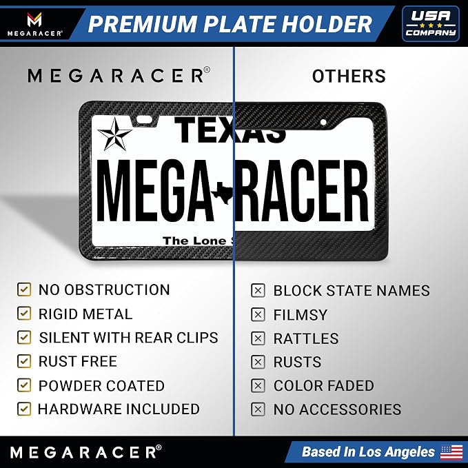 Premium Slim Carbon Fiber Design License Plate Frames – 2 Pack, Rust-Free - Image 5